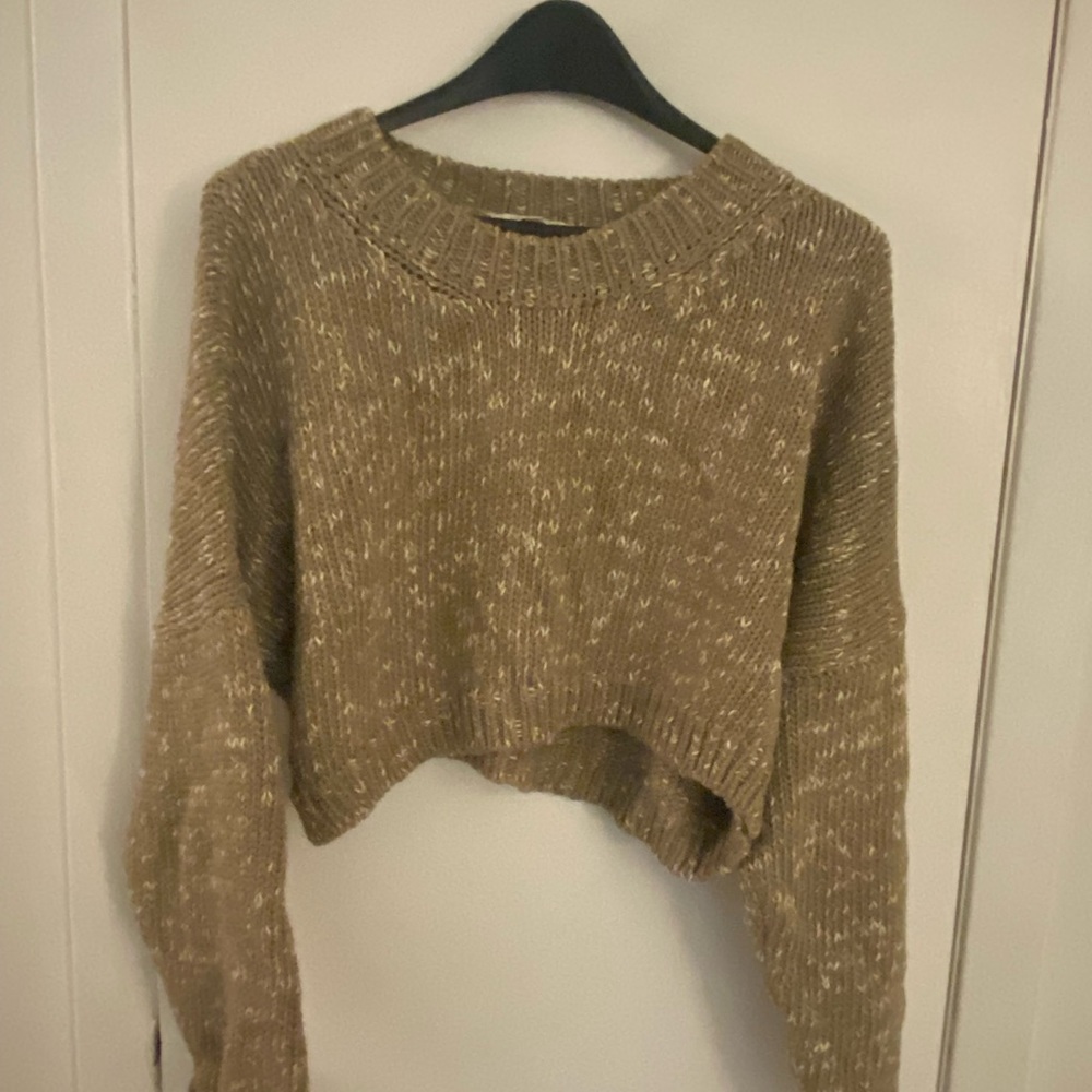 Don’t Ask Why - Brown and White Cropped Sweater